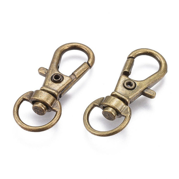 Hook for key rings, antique bronze, 32mm, 5pcs