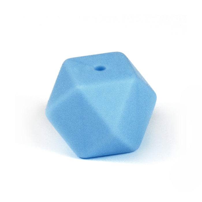 Kantig silikonpärla, puderblå, 14mm