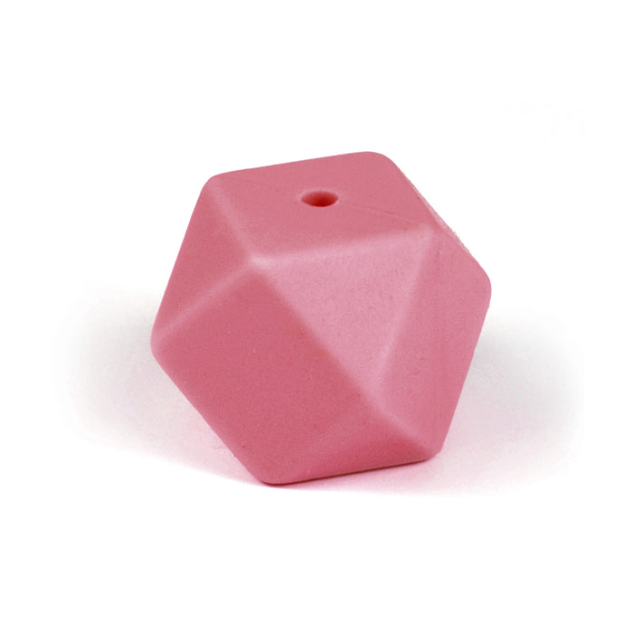 Angular silicone bead, deep mauve, 14mm