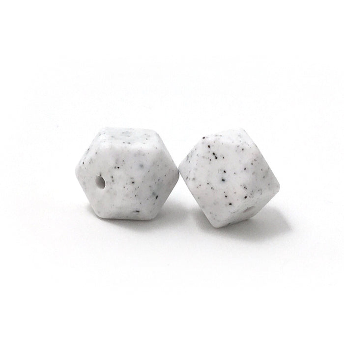 Angular silicone bead, granite, 14mm