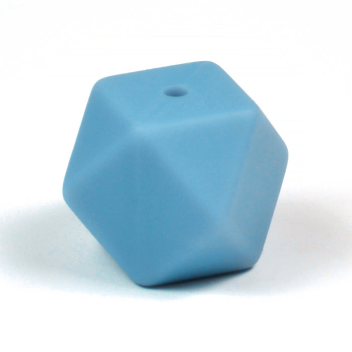 Kantet silikonperle, pudderblå, 18 mm