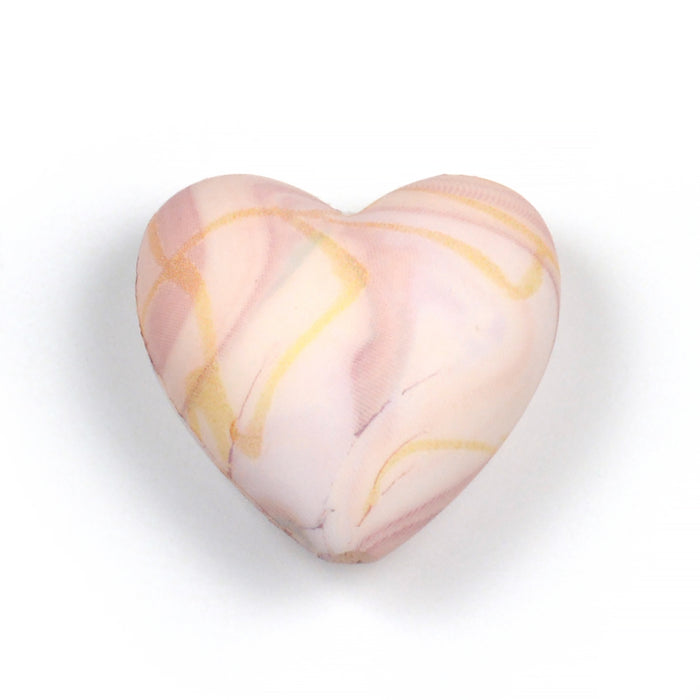 Motif bead in silicone, heart, pastel gold