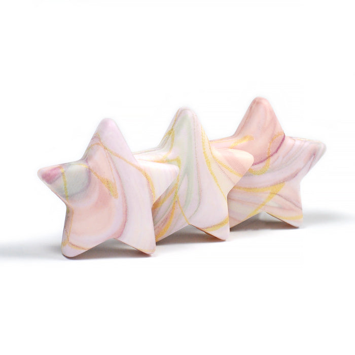 Motif bead in silicone, star, pastel gold