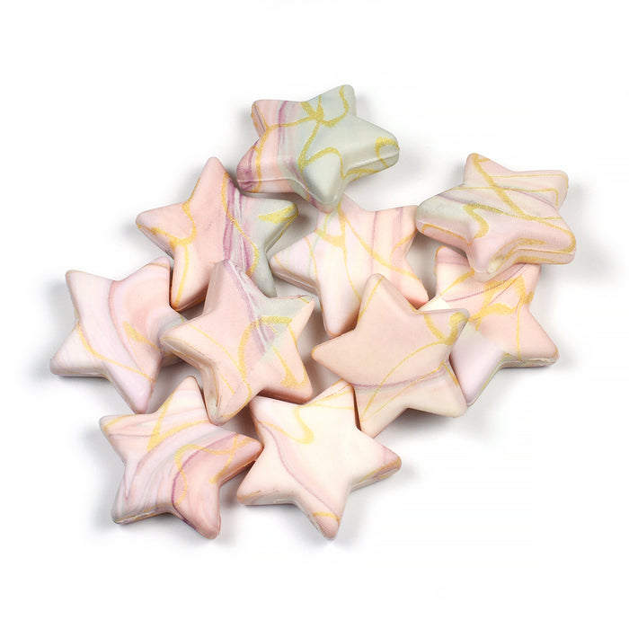 Motif bead in silicone, star, pastel gold