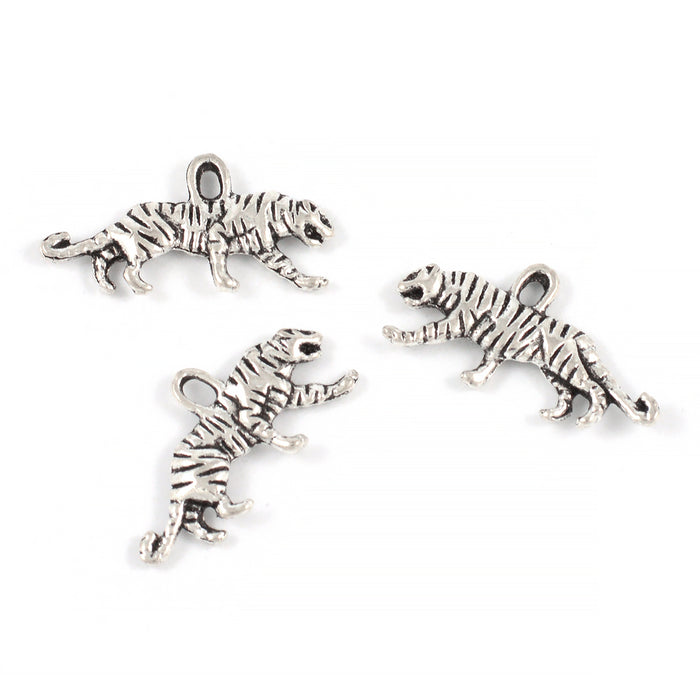 Berlock, tiger, antiksilver, 22x7mm, 5st