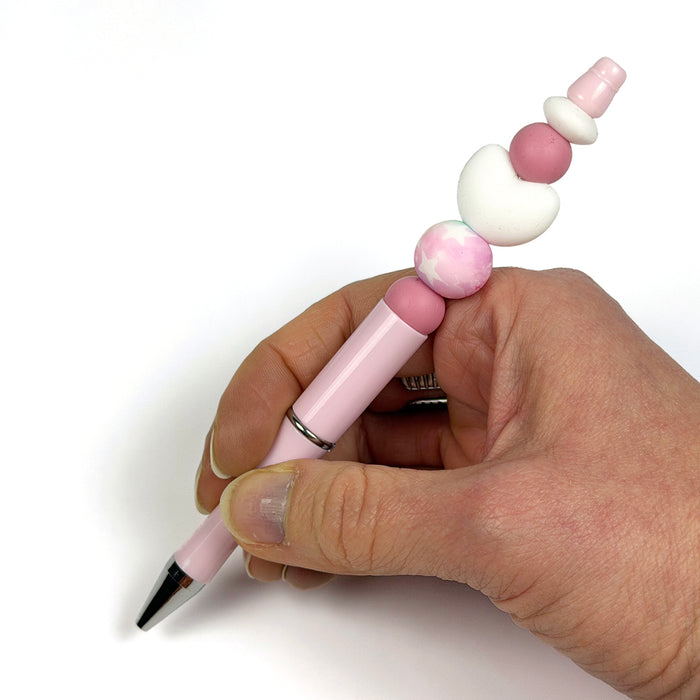 DIY-kit penna "hjärta vit/rosa"