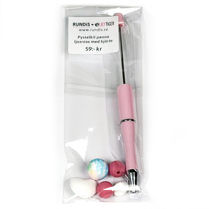 DIY-kit penna "hjärta vit/rosa"