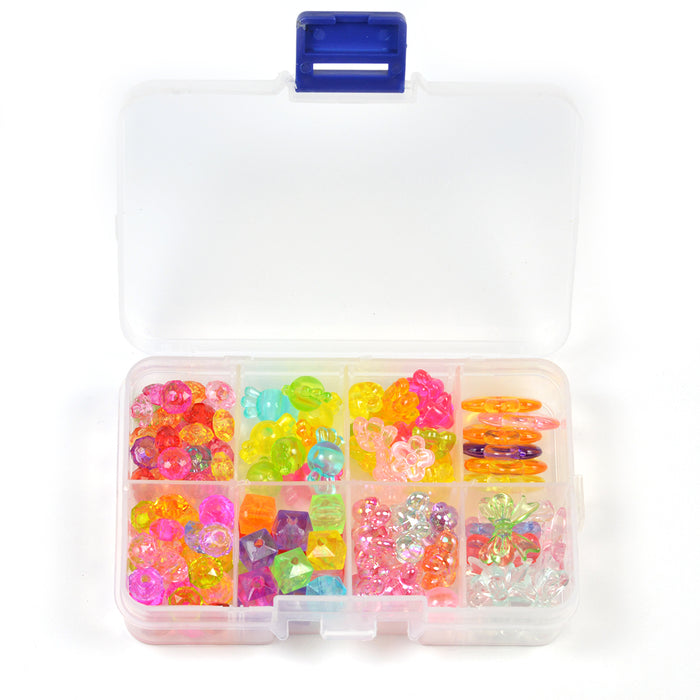 Pyssellåda med transparenta pärlor