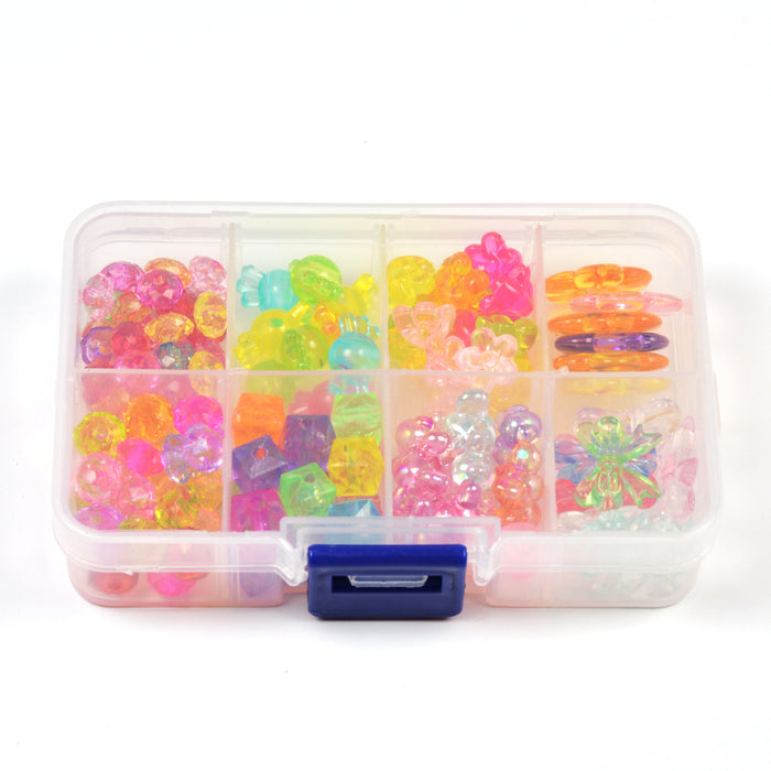 Pyssellåda med transparenta pärlor