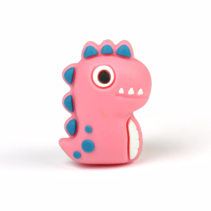 Motivpärla i silikon, 3D "pink dinosaur"