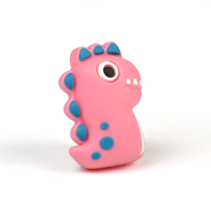 Motivpärla i silikon, 3D "pink dinosaur"