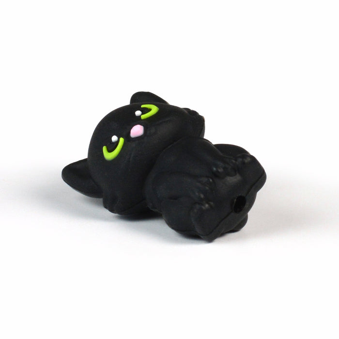 Motivpärla i silikon, 3D black cat