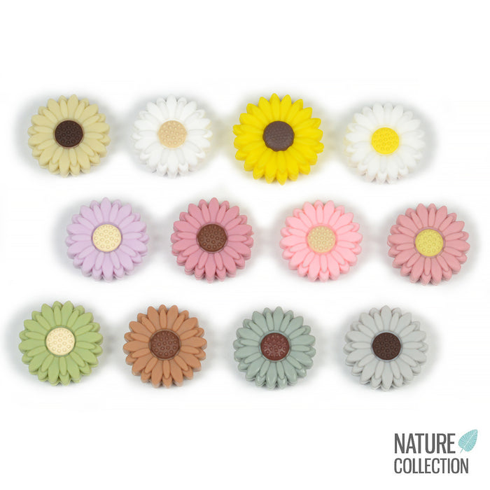 Motif bead in silicone, daisy