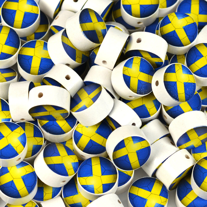 Motif bead in wood, football "Sweden"
