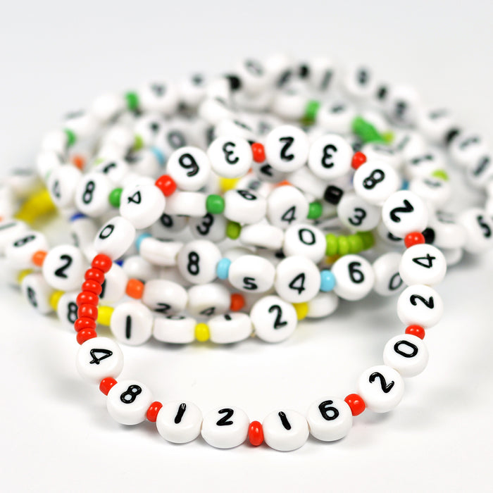 Number beads, white, 0-9