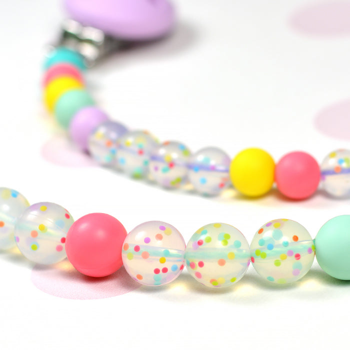 Silicone beads, confetti, 15mm