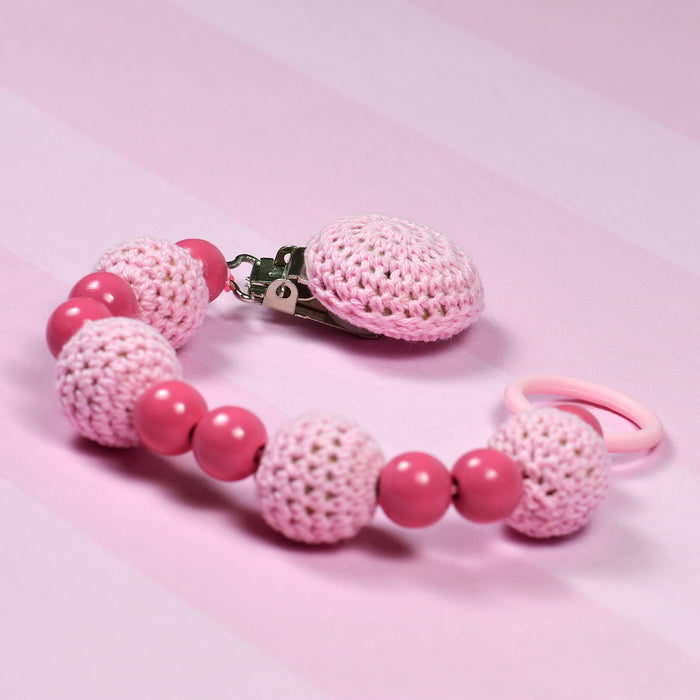 Heklet perle, rosa, 20 mm
