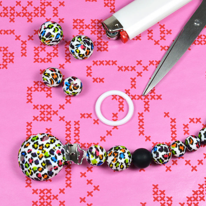 Silicone beads, leopard color, 15mm