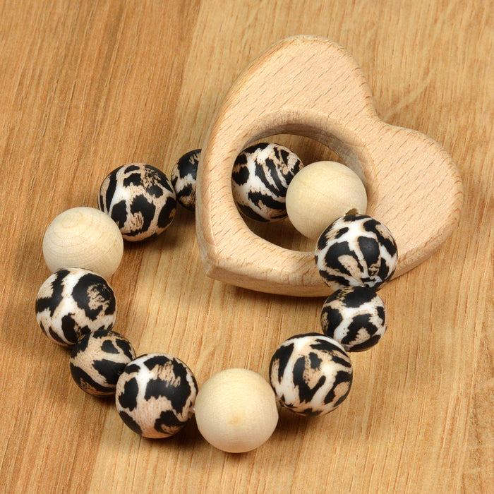 Silicone beads, leopard fur, 15mm