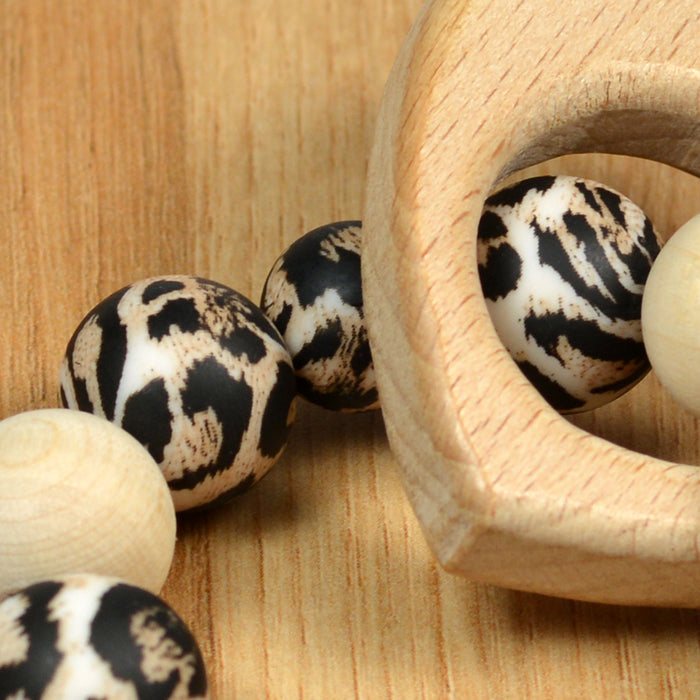 Silicone beads, leopard fur, 12mm