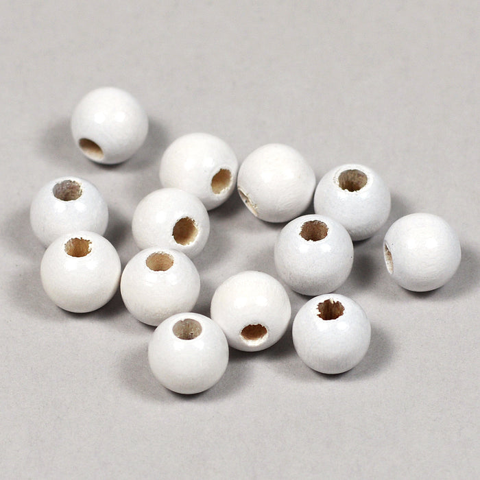 Wooden beads, 8mm, white, 60pcs
