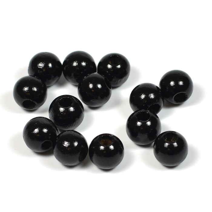 Wooden beads, 8mm, black, 60pcs