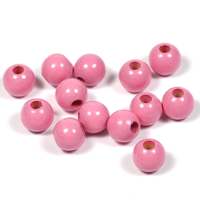 Wooden beads, 8mm, pink, 60pcs