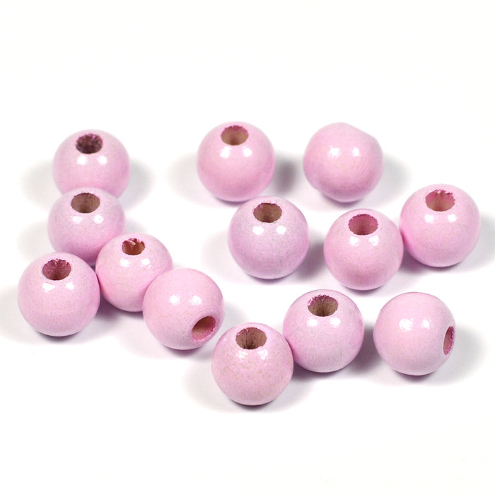Wooden beads, 8mm, light pink, 60pcs