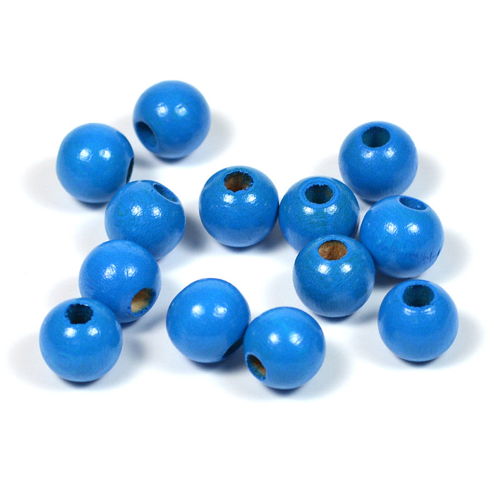 Wooden beads, 8mm, blue, 60pcs