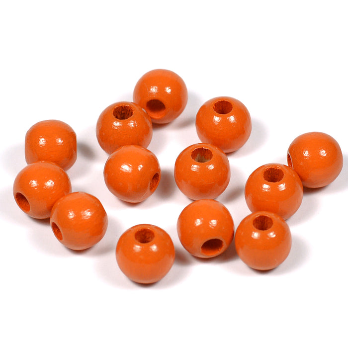 Wooden beads, 8mm, orange, 60pcs