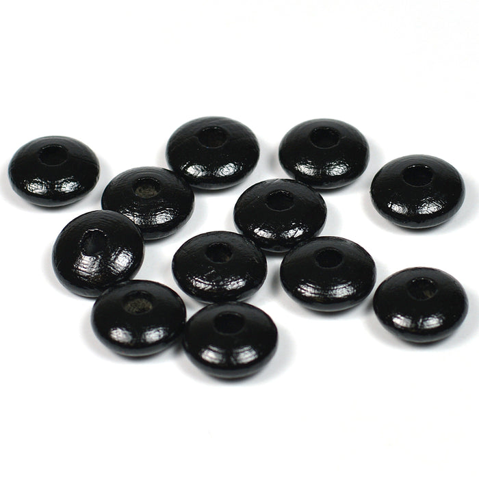 Wooden lenses, black, 50 pcs