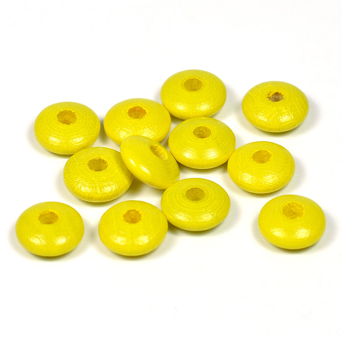 Wooden lenses, sun yellow, 50 pcs