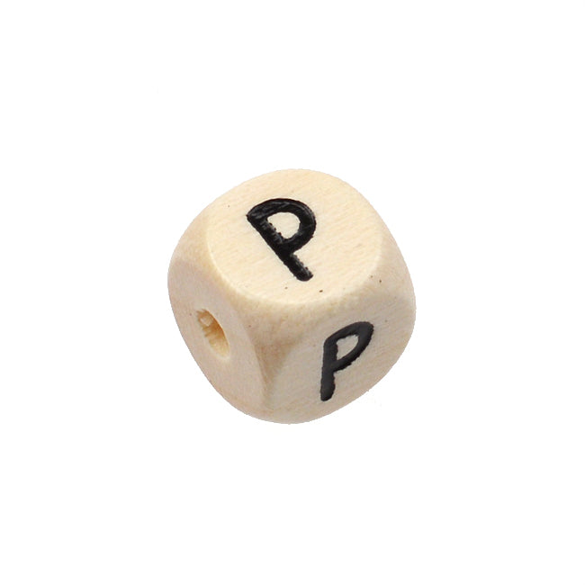 Wooden letter beads, cubes, A–Z