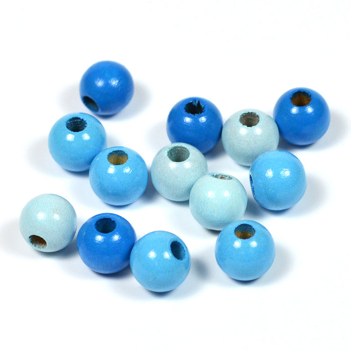 Wooden beads, 8mm, blue-mix, 120pcs