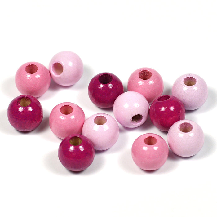 Wooden beads, 8mm, pink-mix, 120pcs