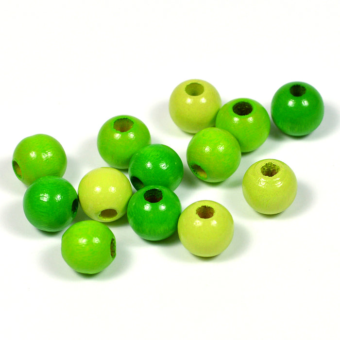 Träpärlor, 8mm, grön-mix, 120st