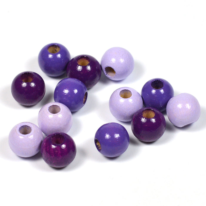 Wooden beads, 8mm, purple mix, 120pcs