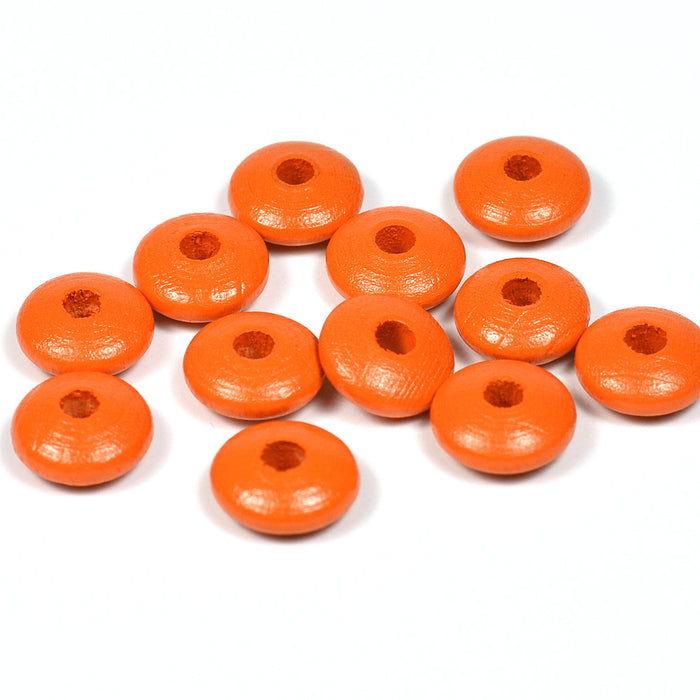 Wooden lenses, orange, 50 pcs