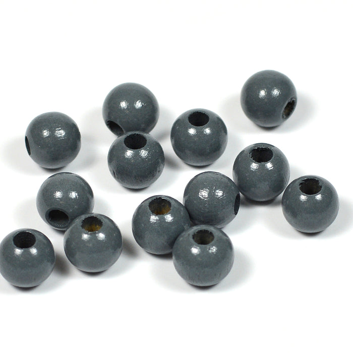 Wooden beads, 8mm, dark grey, 60pcs