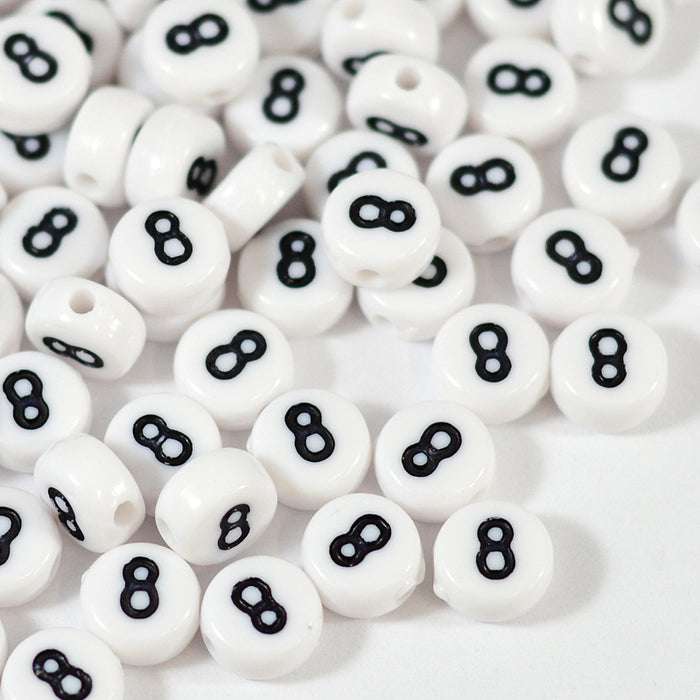 Number beads, white, 0-9