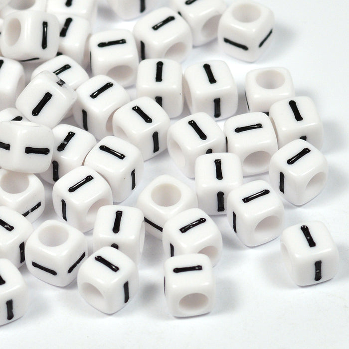 Hvite bokstavperler, kube, 6 mm, A–Z