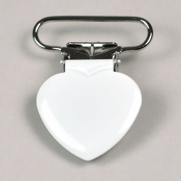Metal clip, heart, white