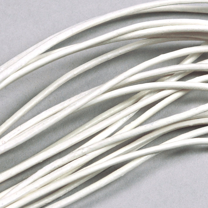 Leather cord, white, 1mm