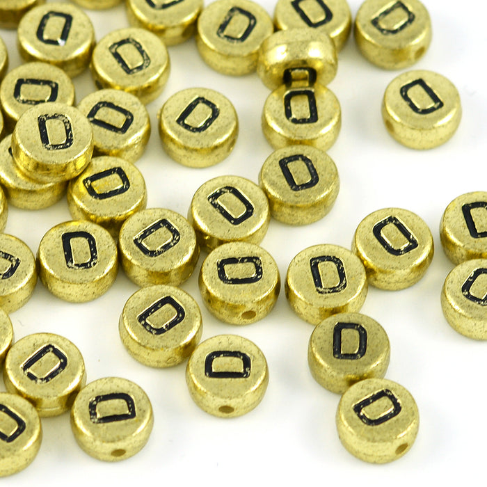 Letter beads, gold, A-Z