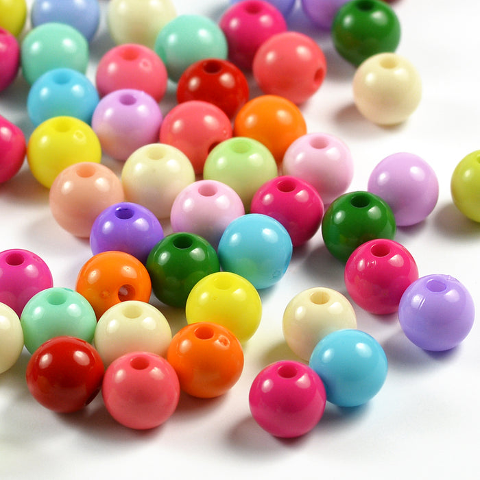 Round acrylic beads, color mix, 8mm, 100pcs