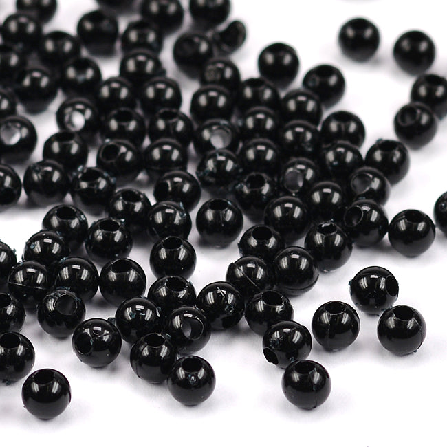 Round acrylic beads, black, 4mm, 900 pcs