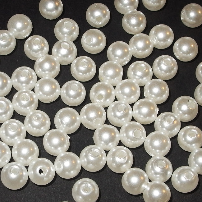 Pearl imitation in acrylic, 8mm, ivory, 100pcs