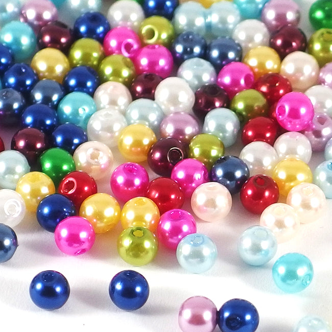 Pearl imitation in acrylic, 6mm, color mix, 200pcs
