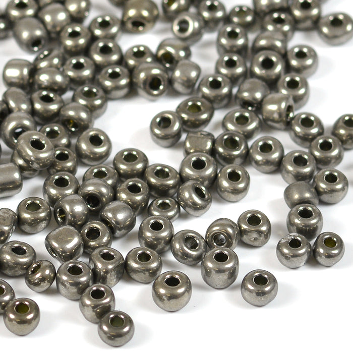 Seed Beads, 4mm, dark silver metallic