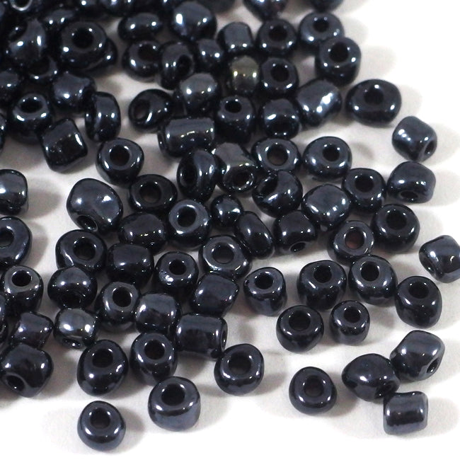 Seed Beads, 4mm, lustered svart, 30g